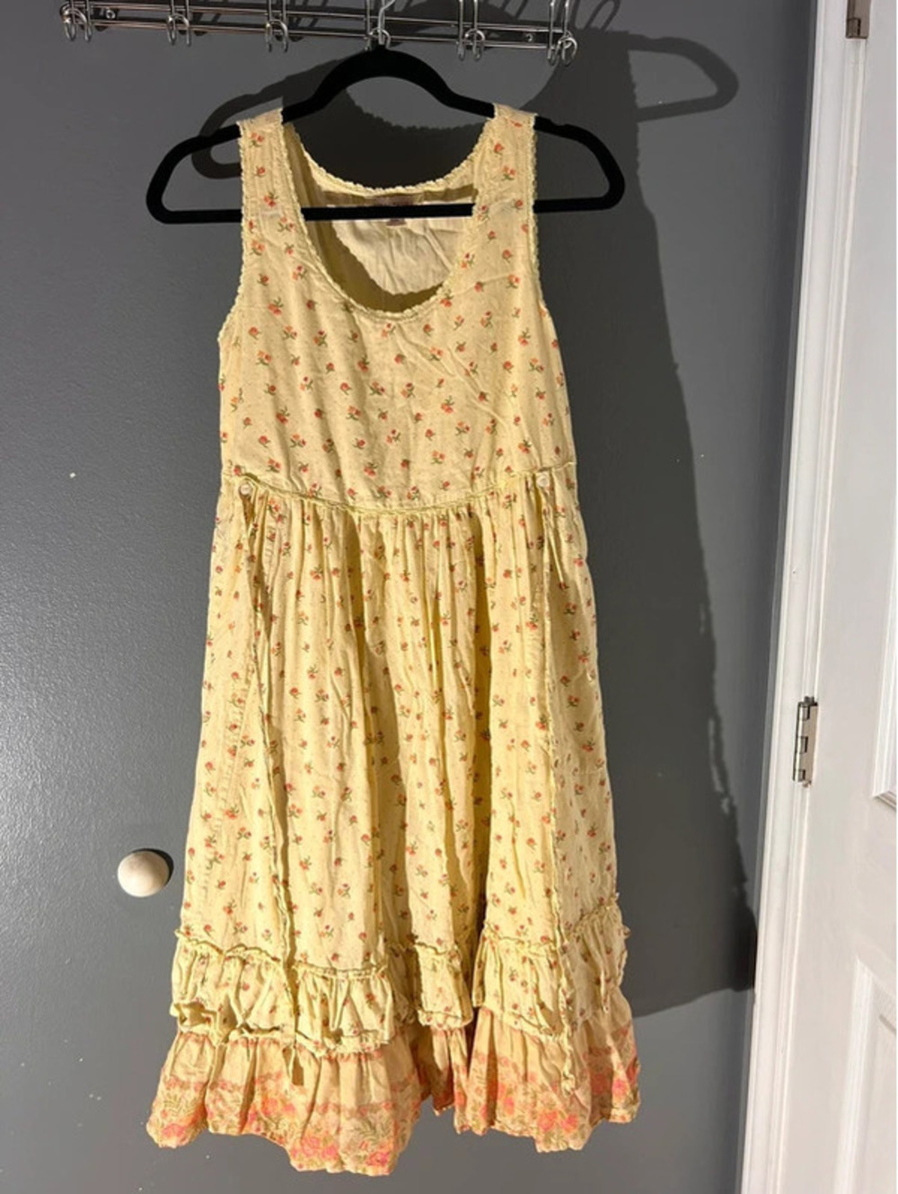 Rare XXS April Cornell Pastel Yellow Floral Dress Excellent Condition